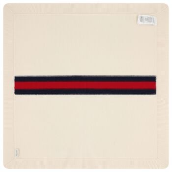 Ivory Web Striped Baby Blanket