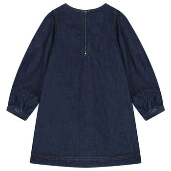 Girls Denim Blue Embellished Dress