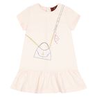 Younger Girls Pink Bag Logo Dress, 3, hi-res