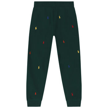 Boys Green Logo Joggers