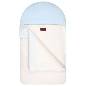 Baby Boys Ivory & Blue Teddy Bear Logo Nest