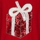 Girls Red Embellished Tulle Dress, 1, hi-res