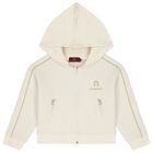 Girls Ivory & Gold Logo Jacket, 1, hi-res