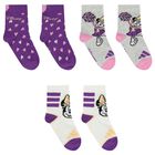 Girls Purple, Grey & White Disney Logo Socks ( 3-Pack ), 1, hi-res