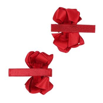 Girls Red Bow Hairclips ( 2 Pack ) 
