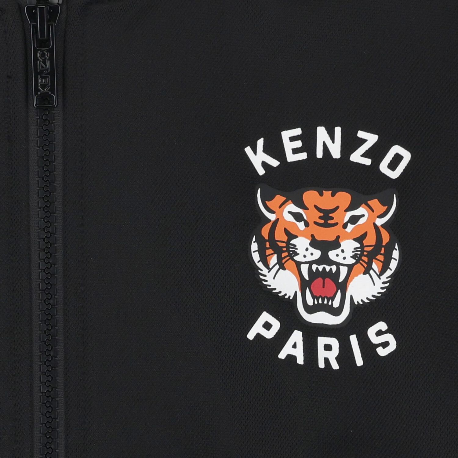 Boys Black Tiger Logo Zip Up Top, 1, hi-res