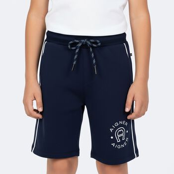Boys Navy Blue Logo Shorts