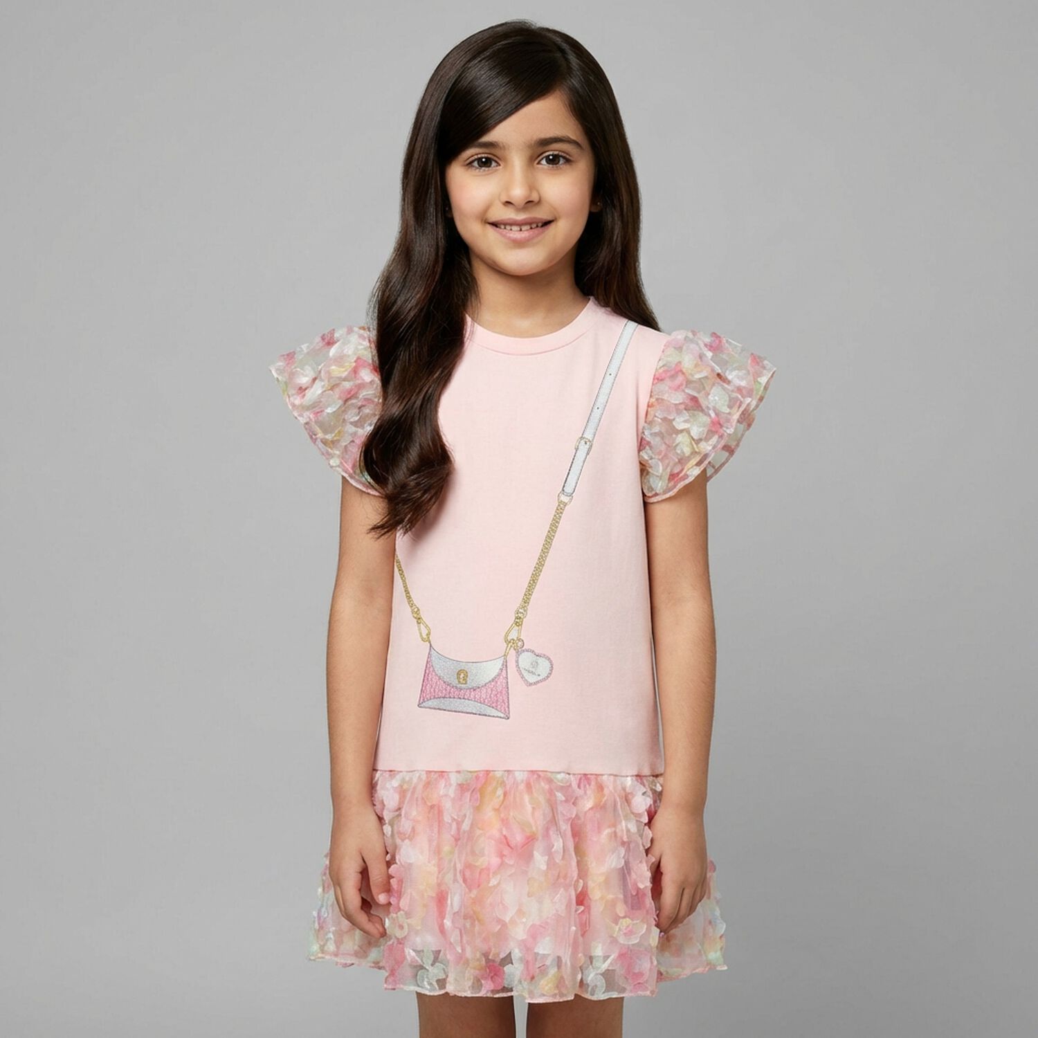 Girls Pink Bag Logo Dress, 1, hi-res