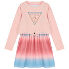 Younger Girls Pink & Blue Logo Dress, 2, hi-res