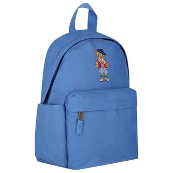 حقيبة ظهر أولاد بطبعة الدب باللون الأزرق