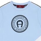 تيشيرت أولاد بالشعار باللون الأزرق, 2, hi-res