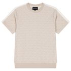 Boys Beige Logo T-Shirt, 1, hi-res