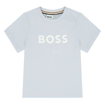 Younger Boys Mini Me Blue Logo T-Shirt