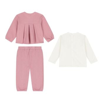 Baby Girls Pink & Ivory Bunny Tracksuit Set ( 3 Piece )
