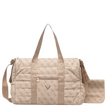 Beige Logo Quilted Baby Changing Bag