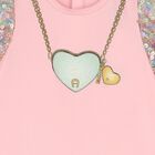 Younger Girls Pink Logo Heart Dress, 2, hi-res
