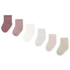 Baby Girls Pink & Ivory Socks (6 Pack), 2, hi-res