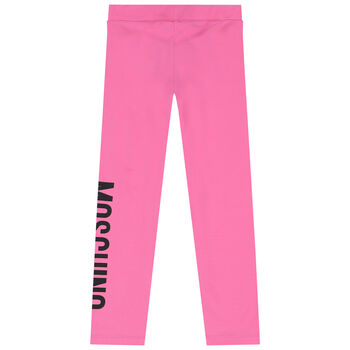 Girls Pink Logo Leggings