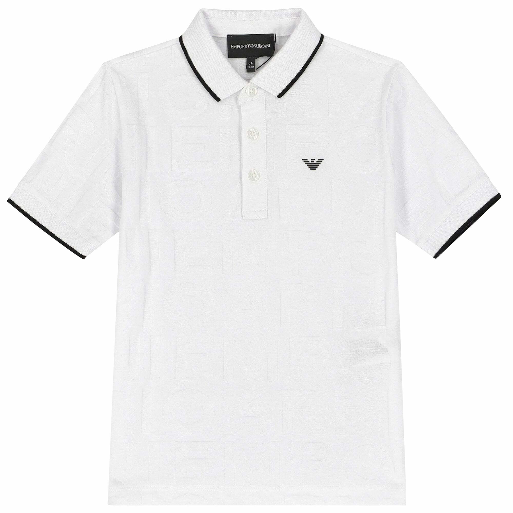 Emporio Armani Boys White Logo Polo Shirt Junior Couture USA