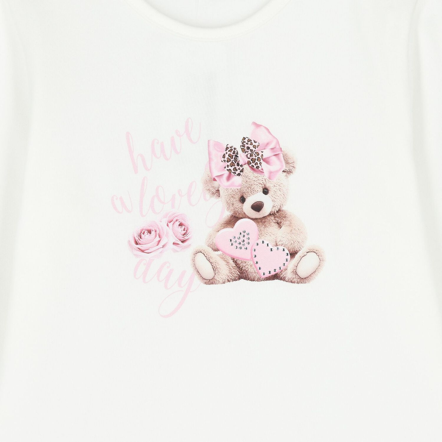 Girls White & Pink Teddy Bear Skirt Set, 1, hi-res image number null