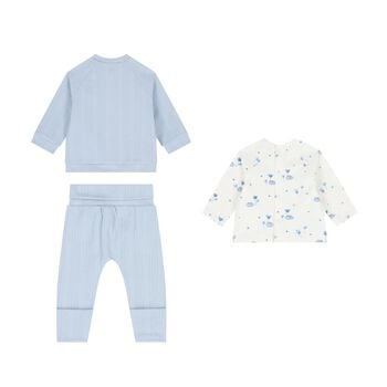 Baby Boys White & Blue Balloon Tracksuit ( 3 Piece )