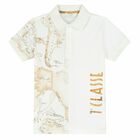 Boys White Geo Map Polo Shirt, 1, hi-res