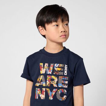 Boys Navy Blue Logo T-Shirt