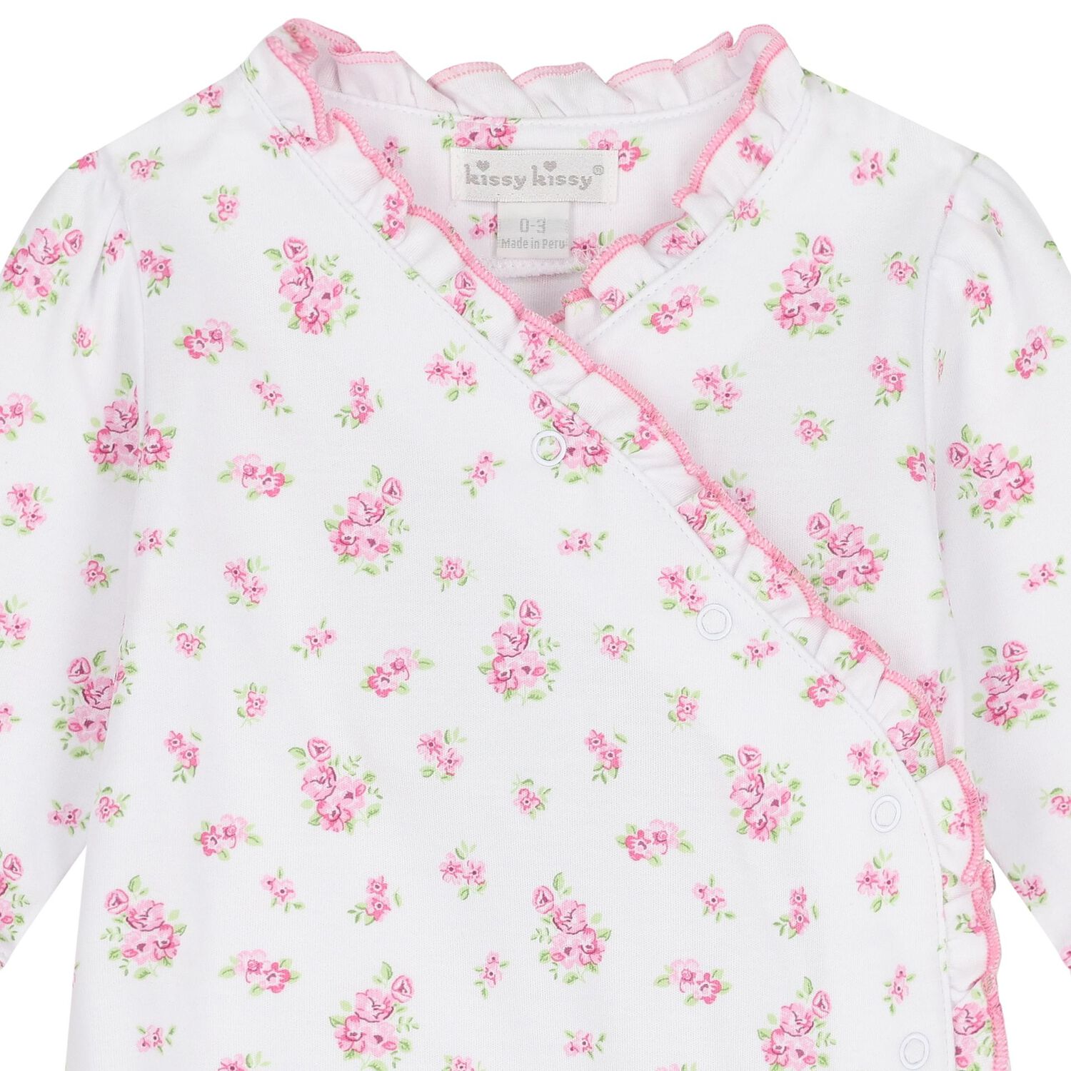 Baby Girls White & Pink Roses & Blooms Babygrow, 1, hi-res image number null