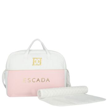 White & Pink Logo Baby Changing Bag