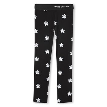 Girls Black Flower Leggings
