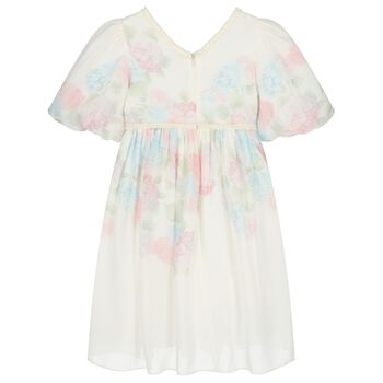 Girls Ivory Floral Chiffon Dress
