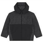 Boys Grey & Black Logo Hooded Zip Up Top, 1, hi-res