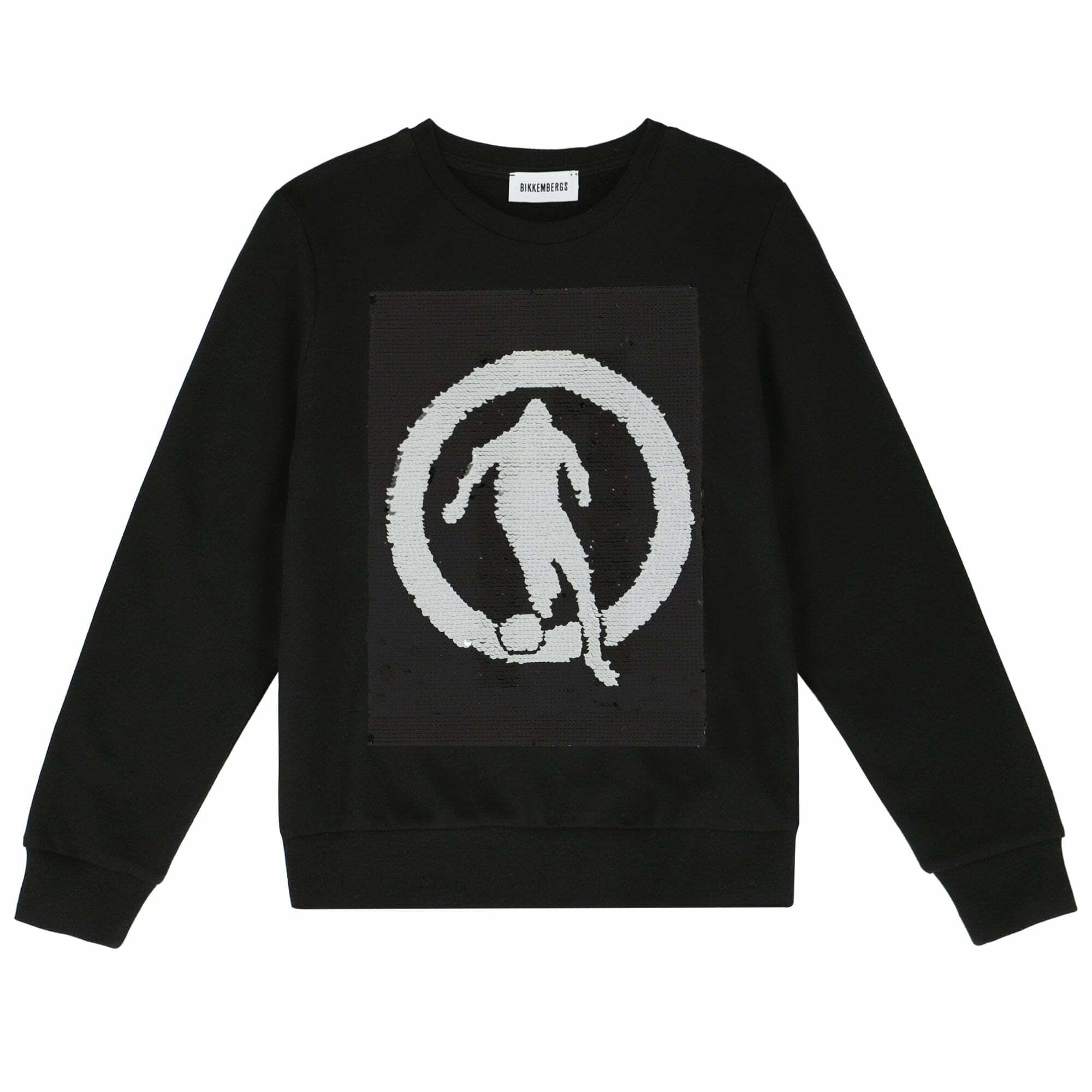 Bikkembergs Boys Black Reversible Sequin Sweatshirt Junior Couture