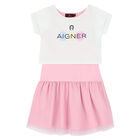 Girls Pink & White 2 in 1 Logo Dress Set, 1, hi-res