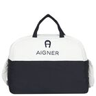 White & Navy Blue Logo Baby Changing Bag, 2, hi-res