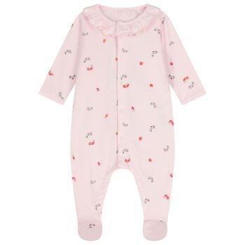 Baby Girls Pink Strawberry Babygrow