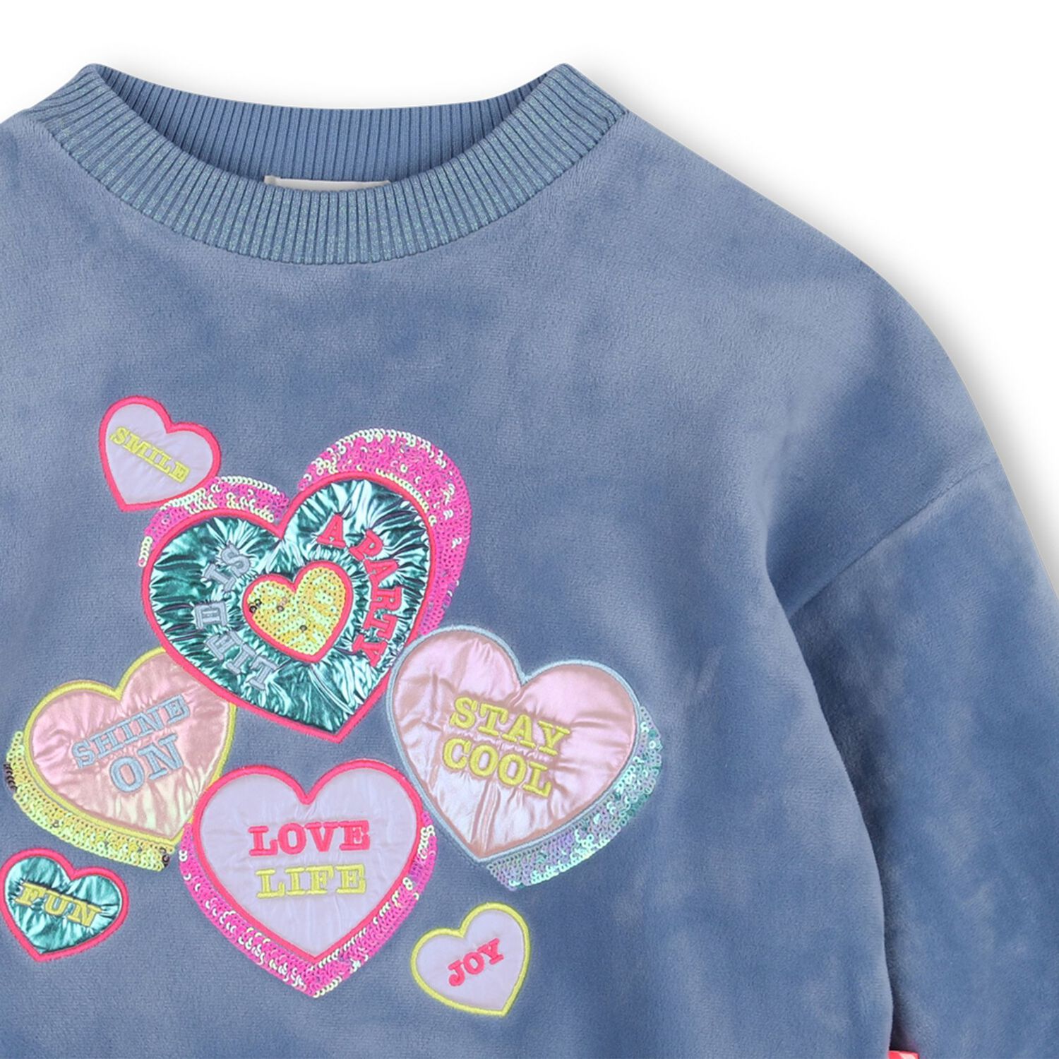 Girls Blue Heart Slogan Sweatshirt, 1, hi-res