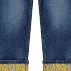 بنطلون جينز دينيم بنات بالشعار باللون الازرق, 1, hi-res