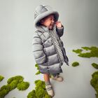 معطف بنات منفوخ هودى باللون الرمادى , 2, hi-res