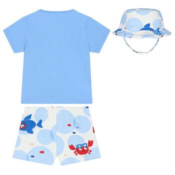Baby Boys Blue & White Octopus Swim Shorts Set