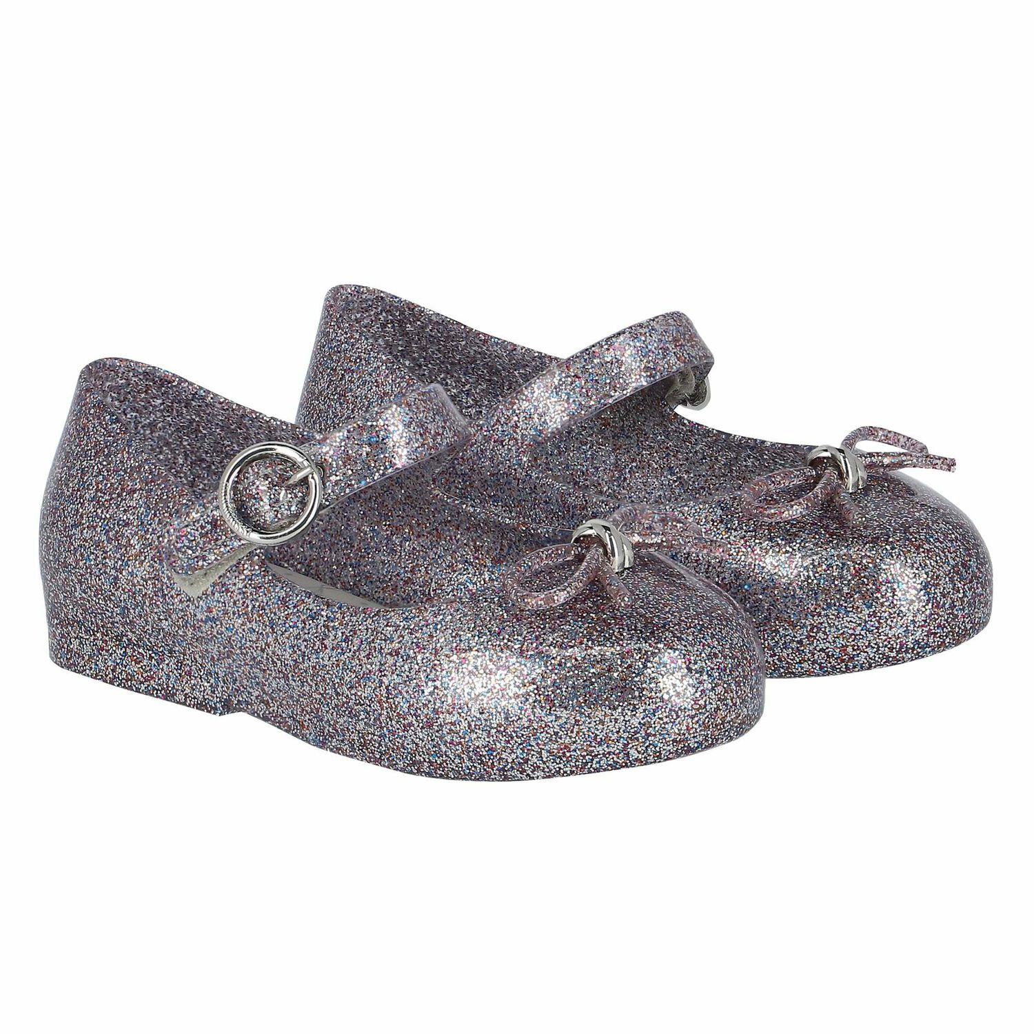 Younger Girls Silver Glitter Jelly Shoes, 1, hi-res image number null