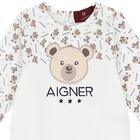 White Teddy Bear Logo Babygrow Gift Set, 1, hi-res