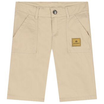 Boys Beige Logo Shorts