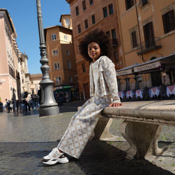 Girls White Logo Long Sleeve Top