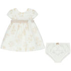 Baby Girls White & Beige Hearts Organza Dress Set, 1, hi-res