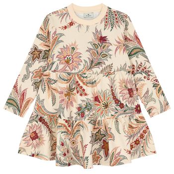 Girls Beige Floral Paisley Dress