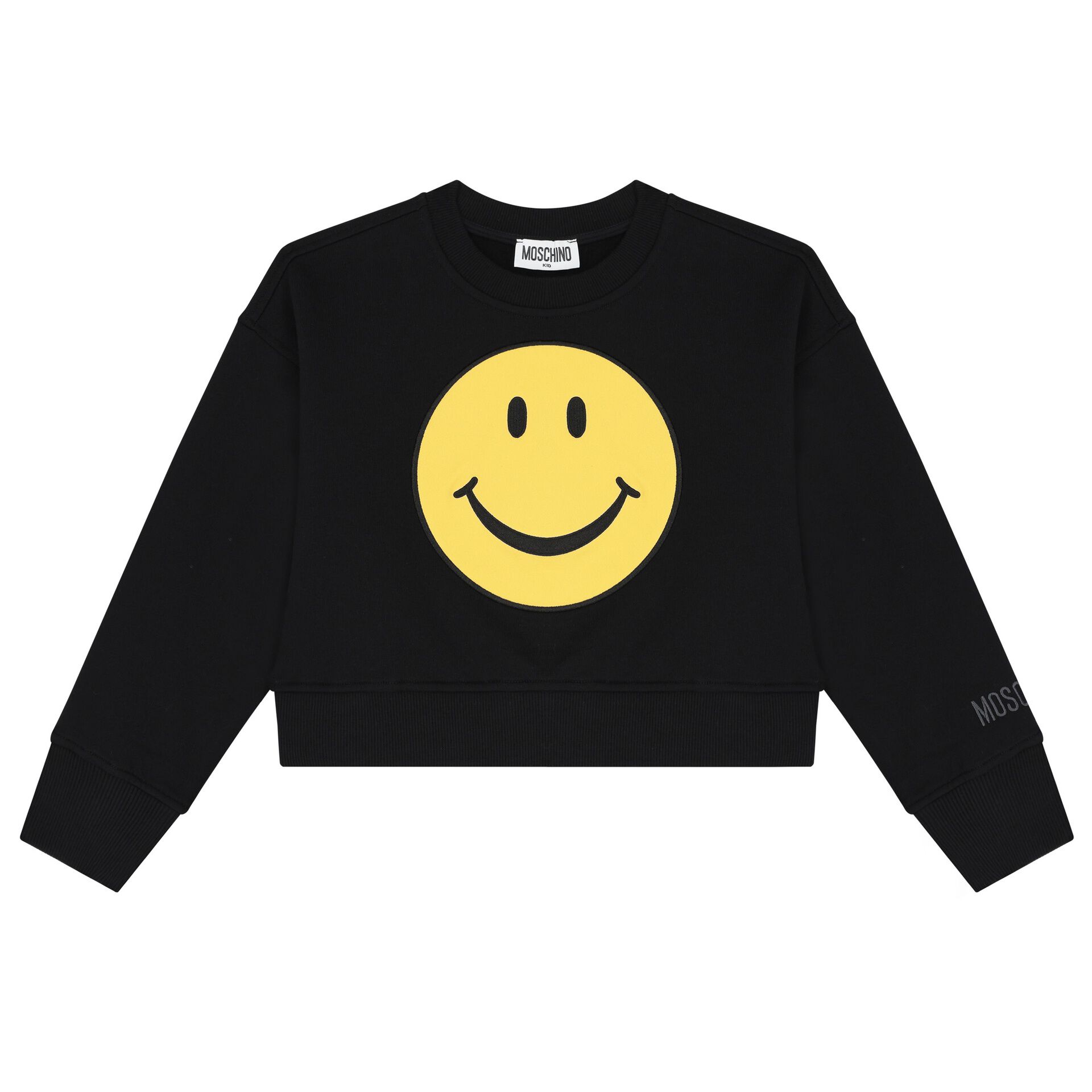 Moschino Girls Black Smiley Sweatshirt | Junior Couture Oman