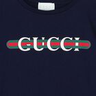 Navy Blue Cotton Logo T-Shirt, 2, hi-res