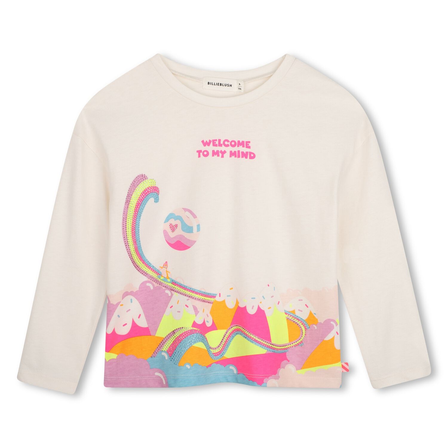 Girls Ivory Fantasy Landscape Long Sleeve Top, 1, hi-res