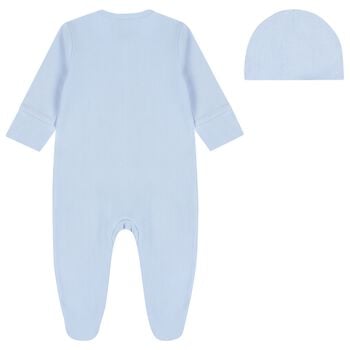 Baby Boys Blue Teddy Bear Logo Babygrow Gift Set